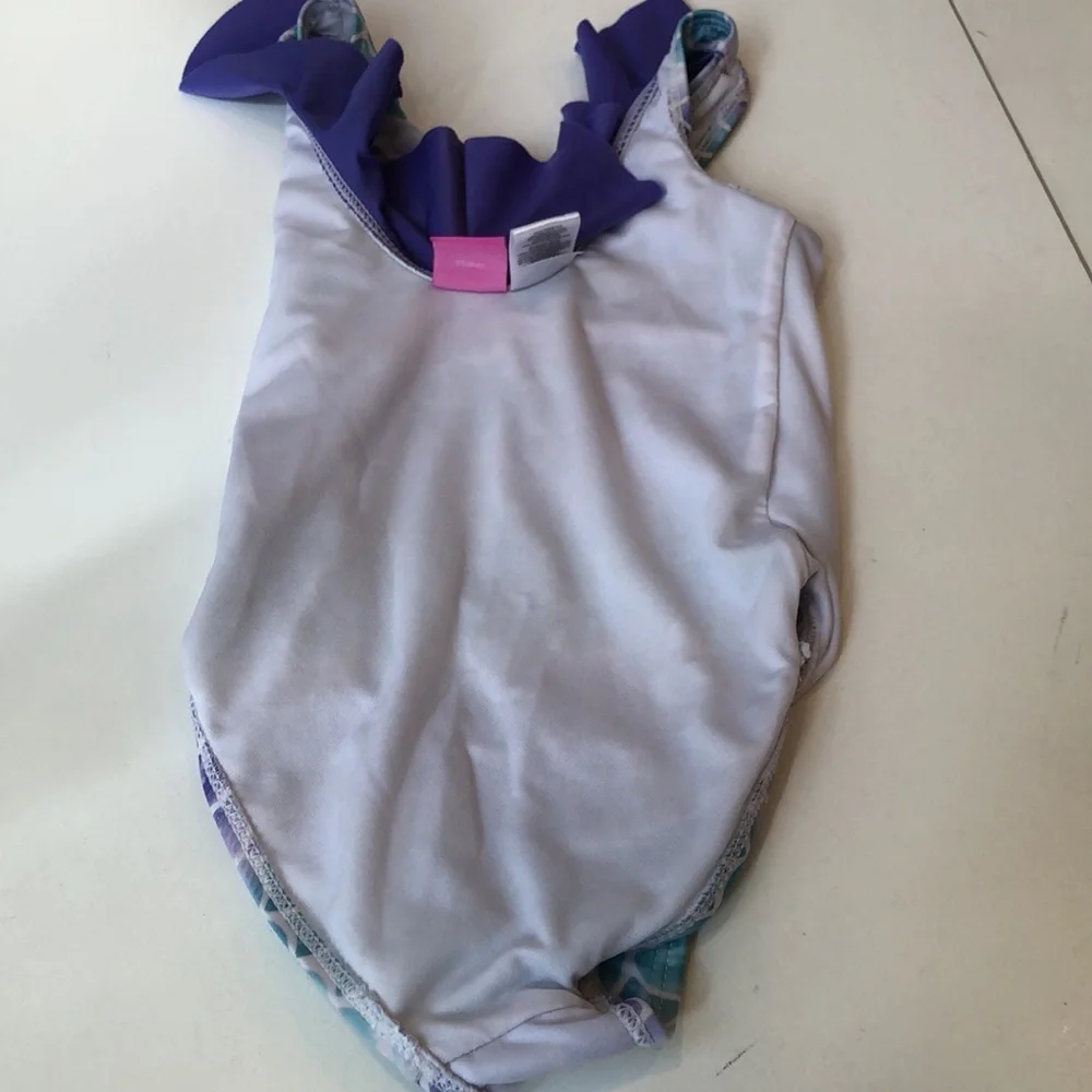 Disney Princess Ariel Mermaid Purple Teal Swimsuit Little Girls XS